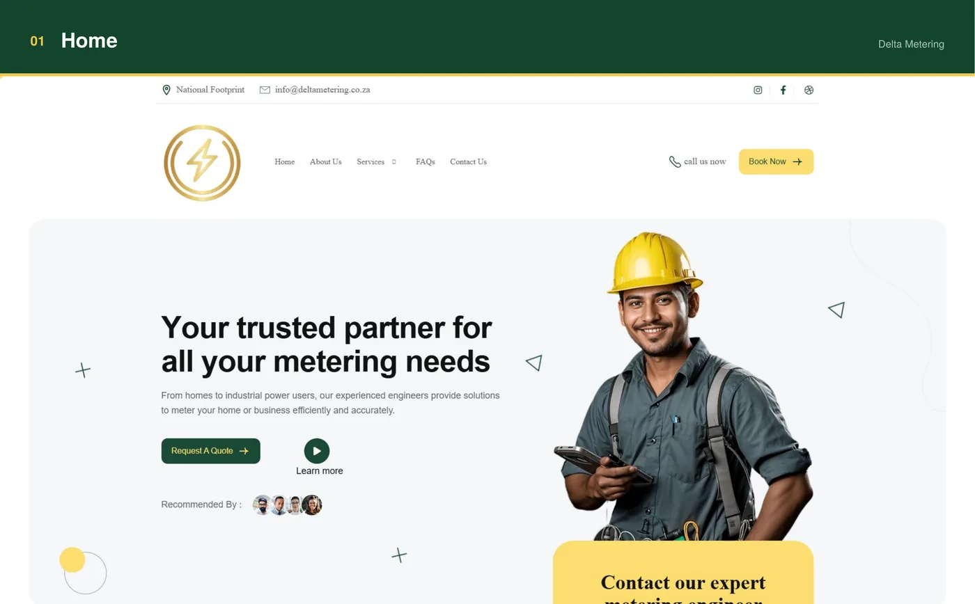 Delta Metering website homepage