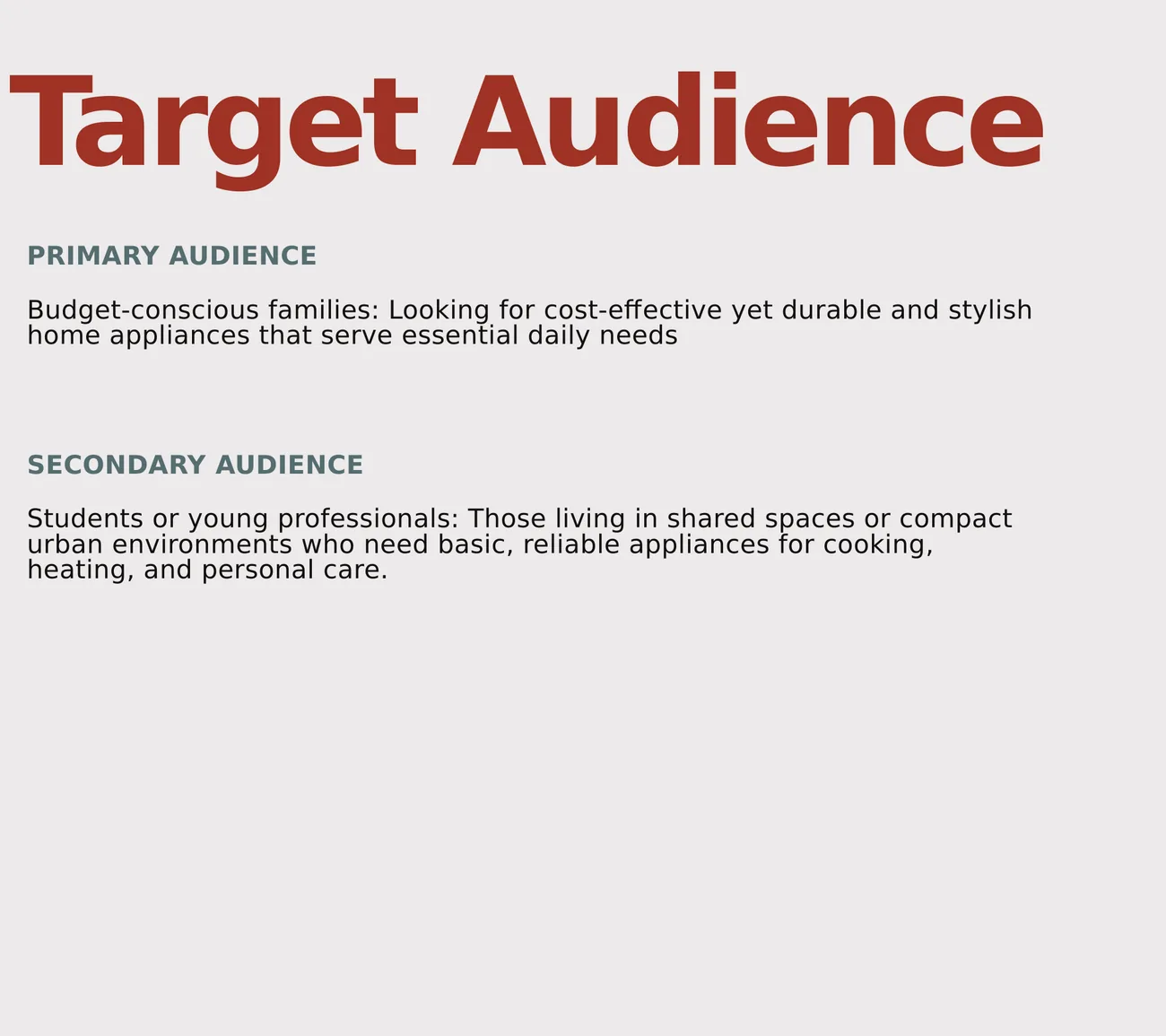 Target audience definition, primary and secondary