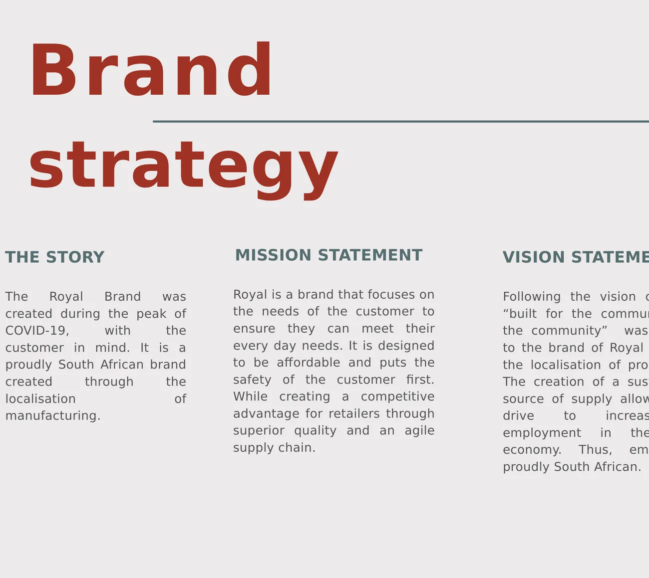 Royal brand strategy document
